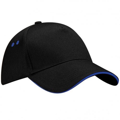 Beechfield Unisex Ultimate 5 Panel Contrast Baseball Cap Met Sandwich Piek / Hoofddeksel (Pak van 2) One Size wit/rood