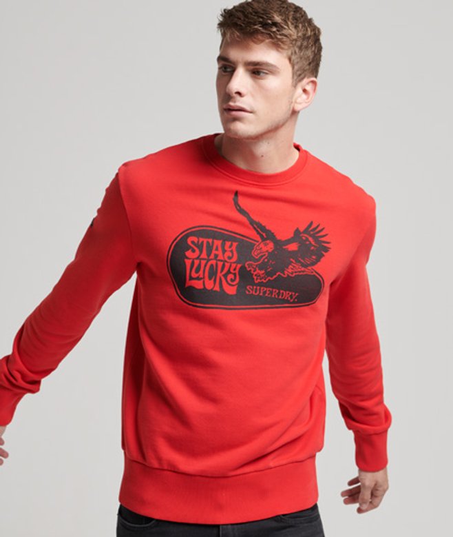 Superdry Psych Rock Sweatshirt met Ronde Hals Rood