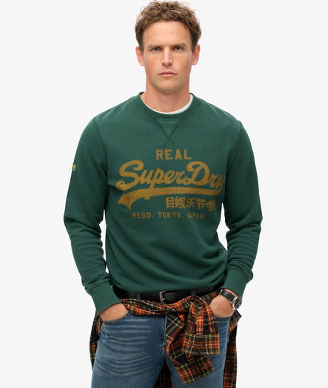 Superdry Sweatshirt met Klassiek Vintage Logoprint Groen