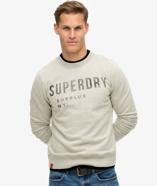 Superdry Surplus Sweatshirt met Ronde Hals en Print Grijs