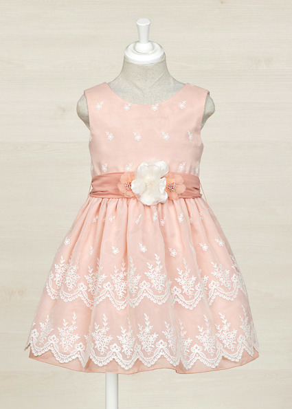 Abel & Lula Meisjes jurk organza borduursel - Roze