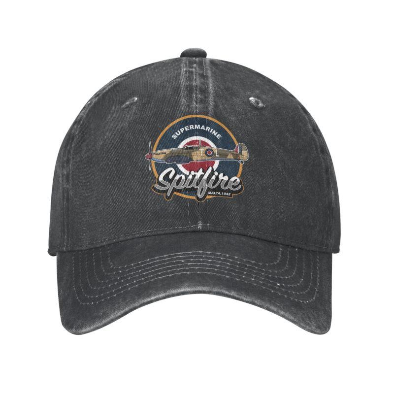 91610103MAC303Y57G Mode Katoen Vintage Supermarine Spitfire Malta Baseball Cap Unisex Dames Ademend Jachtvliegtuig WW2 Oorlog Piloot VliegtuigVliegtuig Adult Baseball Cap