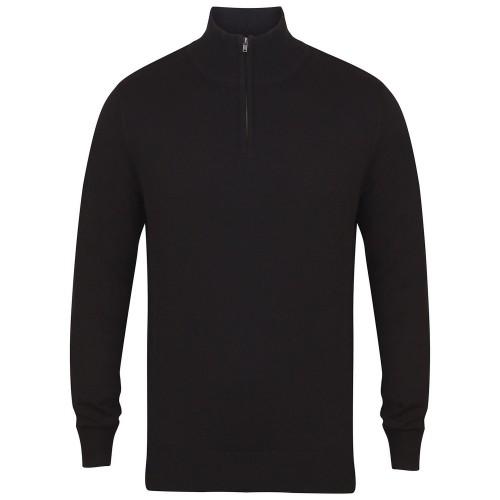 Henbury Heren sweatshirt met ritssluiting L zwart