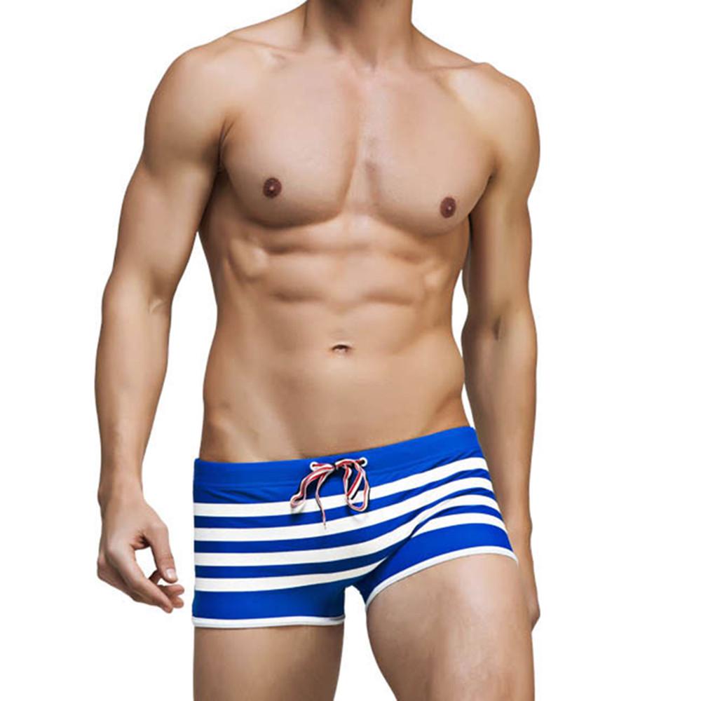 UXH Fashion Heren Badmode Marineblauwe gestreepte boxer Zwembroek XL blauw