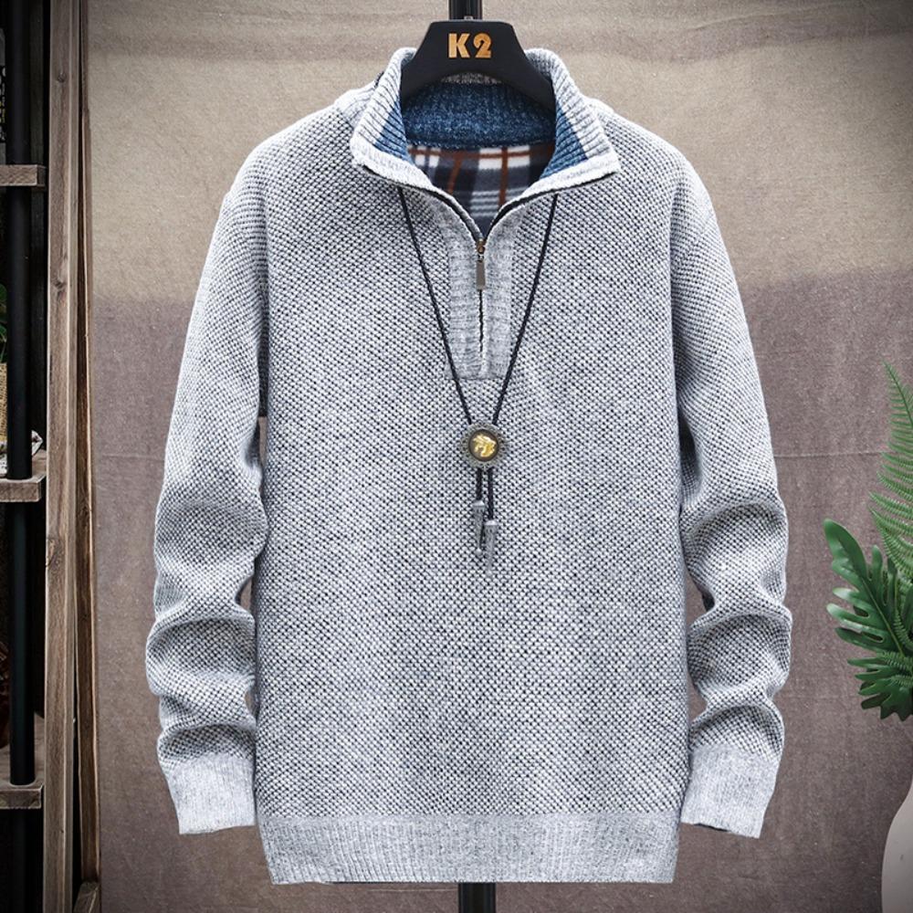 King Billion Fleece Heren Grote Maat Half Turtleneck Trui Heren Rits Gebreide Trui Slim Fit Casual Pullover Herfst Winter Heren M rood