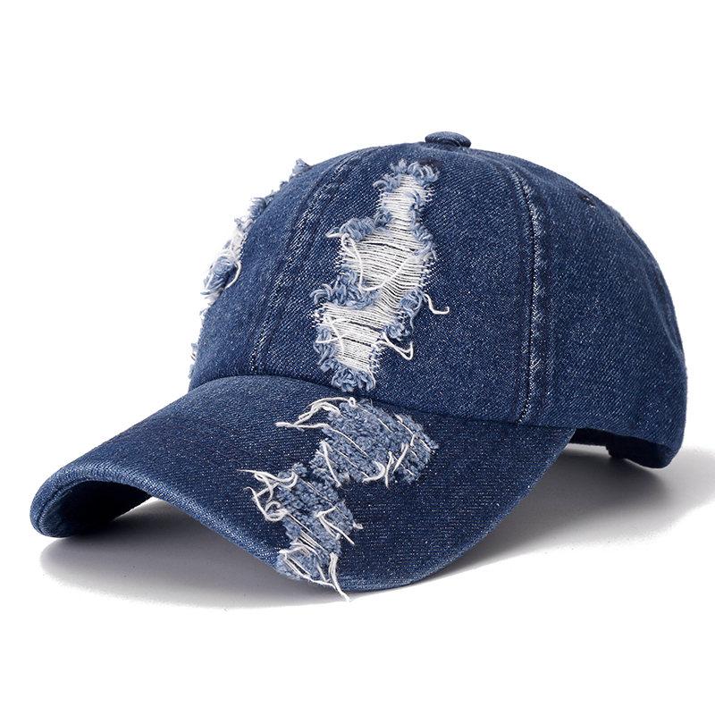 91530112MAC1H7JY0E Hoge kwaliteit denim pet gat honkbalpet vrijetijds katoenen pet voor unisex en vrouwen buitensport streetwear vader hoed pet