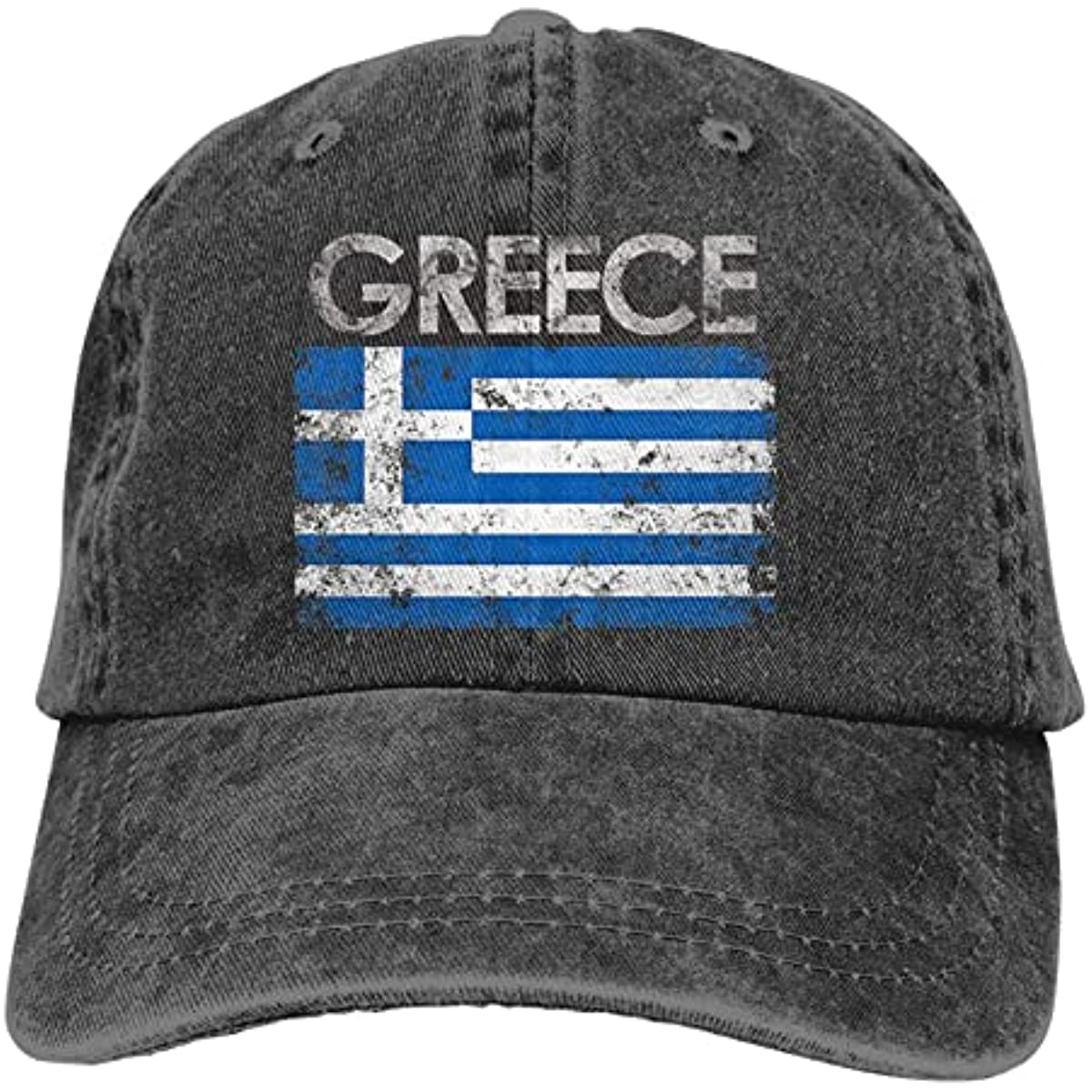 Alice cap Griekse vlag van Griekenland Denim hoeden voor Unisex Dames Baseball Caps Casquette Zwart Volwassen Unisex Vier seizoenen Casual Polyester One Size