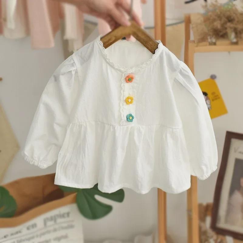 VantaGoods Stijlvol babydollshirt met lange mouwen, lente 2023 - Koreaanse stijl voor meisjes 100 (Height 90-100 cm)