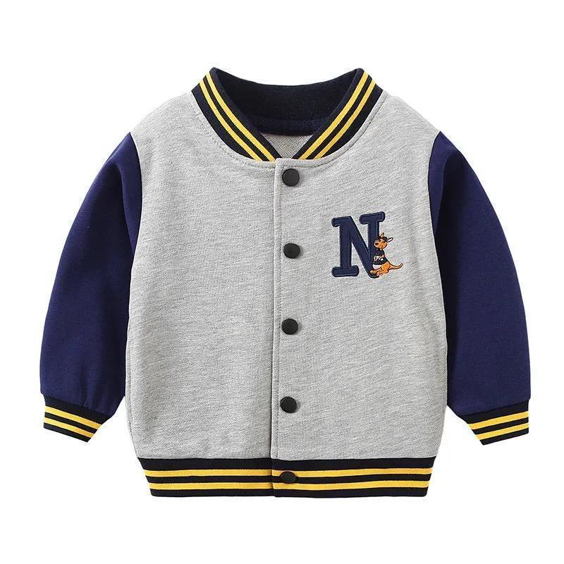 27kids Fashion Space Katoenen kinderkleding voor jongens, casual sporttop, katoenen studentenjas 120cm grijs