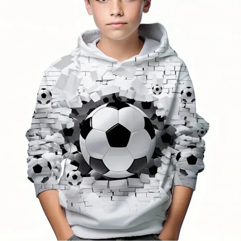 ETST WENDY 012 Stijlvolle voetbalprint jongens casual pullover lange mouwen hoodies, jongens sweatshirt voor lente herfst, kinderen hoodie tops outdoor 160CM