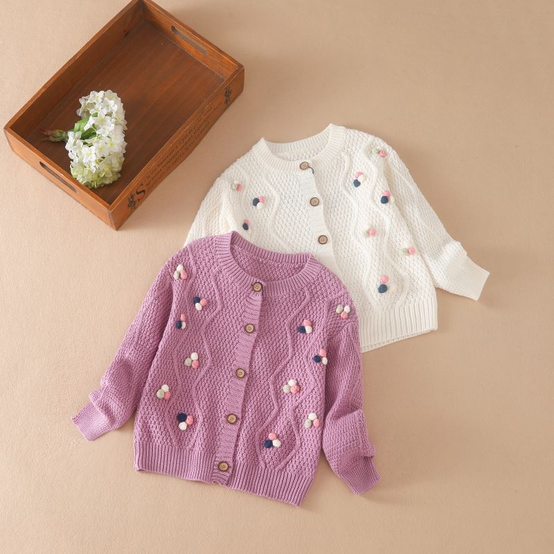 Kuyeebear Kindertrui Herfstjas Gebreide babymeisjeskleding Gebreide zoete vesten met lange mouwen voor meisjes Katoenen truien voor kinderen 110