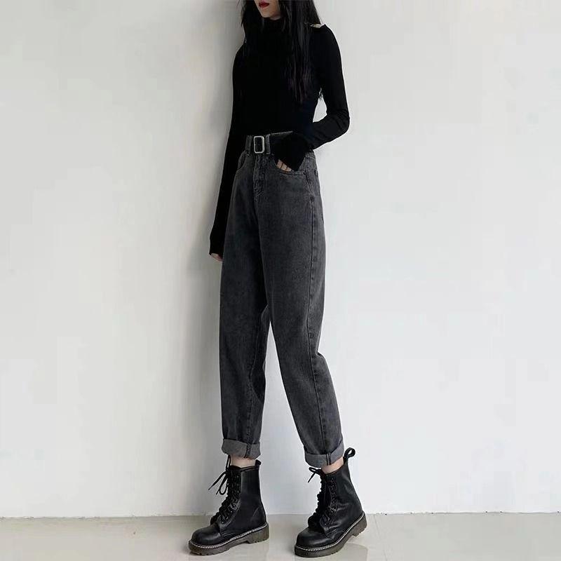 Simclm Dames hoge taille Boyfriend Jeans voor dames Harembroek Denim Street Style Jean High Street Plus Size damesjeans S