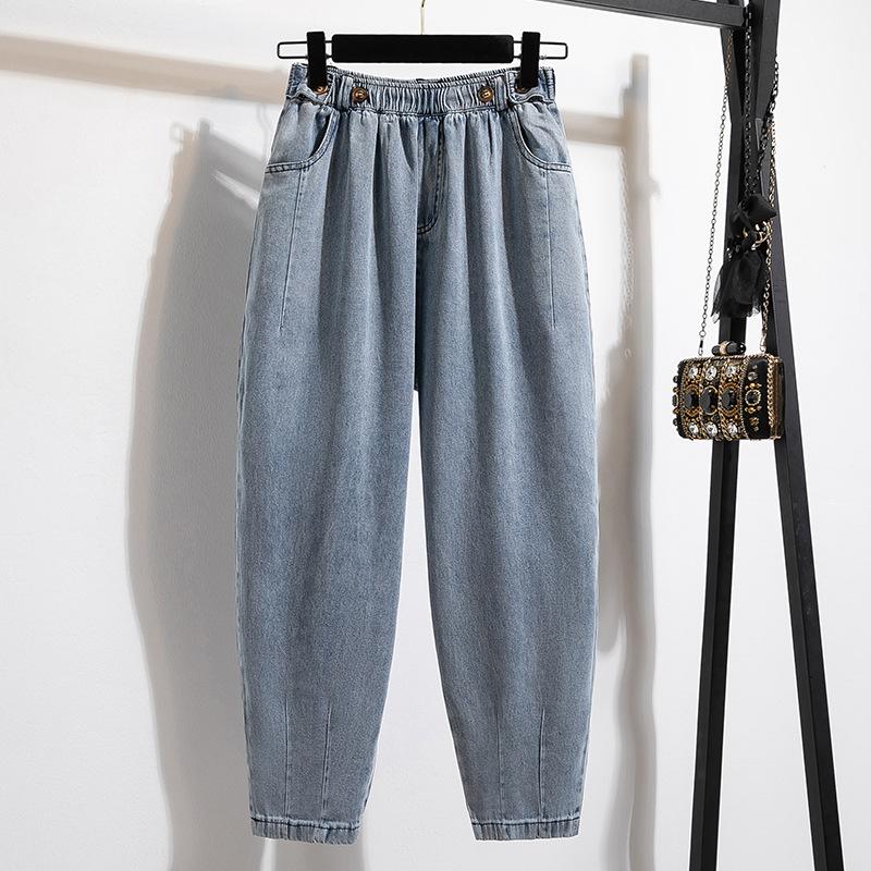 CANVAUS Jeans met elastische taille Grote maat harembroek voor dames, lente en herfst 5XL