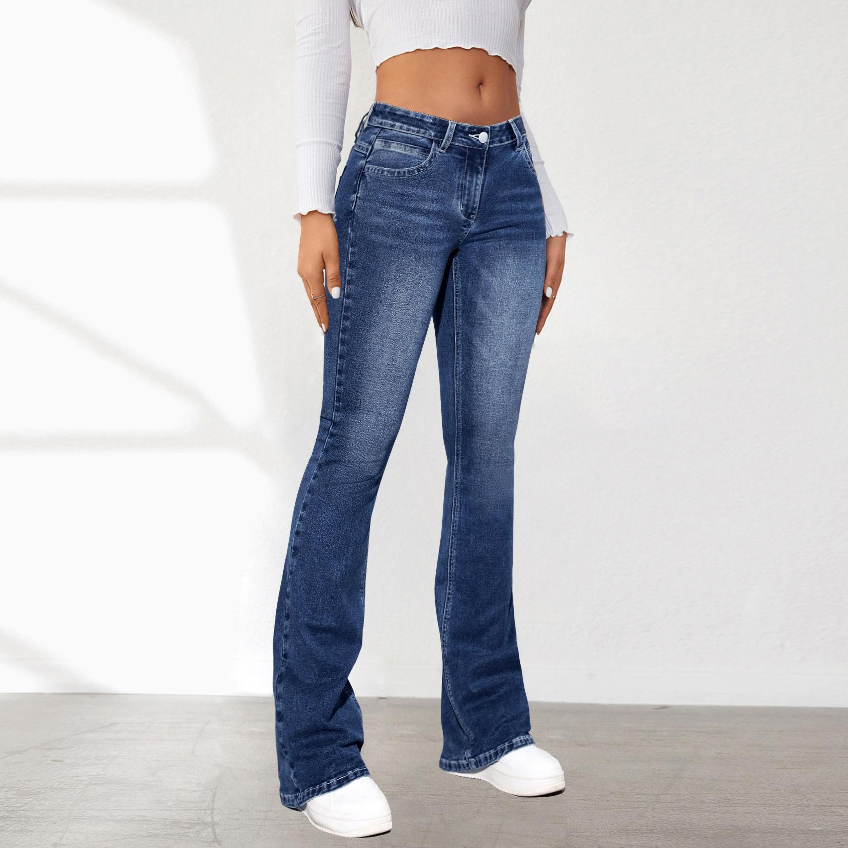 Omena Stretch casual vintage flare jeans dames 2XL blauw