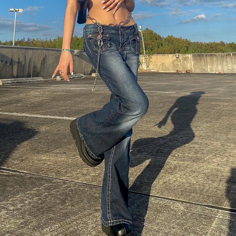 Omena Skinny flared jeans met meerdere zakken voor dames M