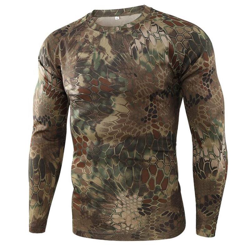 ETST WENDY 005 Herfst heren slank passend camouflage bedrukt T-shirt met lange mouwen, jacht kamperen wandelen T-shirt. XS
