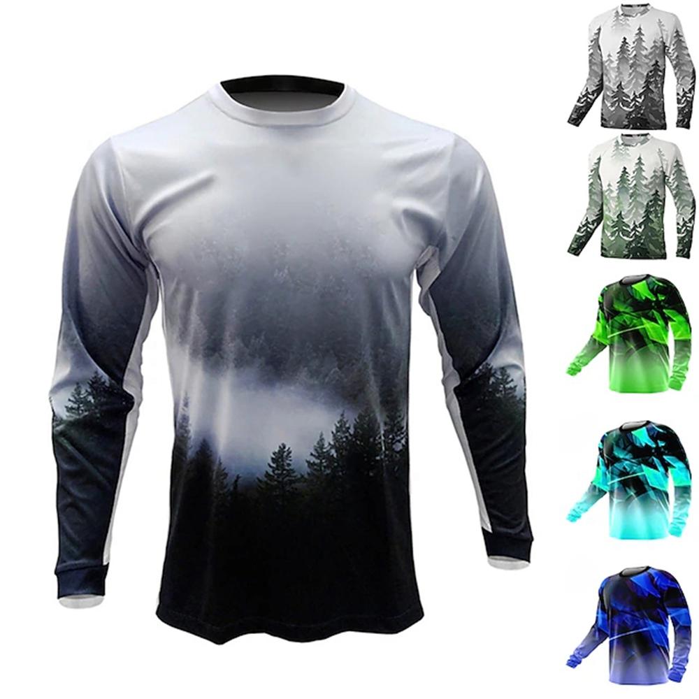 ETST 03 Herenshirt Uv-bescherming Outdoor Ride Oneck Top, natuurlijke landschap T-shirts Heren lange mouwen Hoge kwaliteit Go Fishing Shirt 6XL