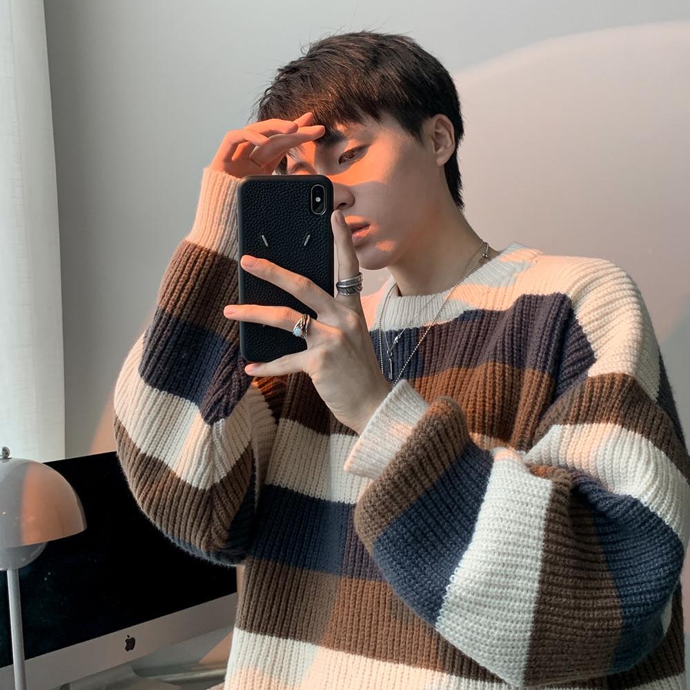 VantaGoods Heren Casual Contrast Kleur Brei Trui - Trendy Herfst/Winter Mode M zwart