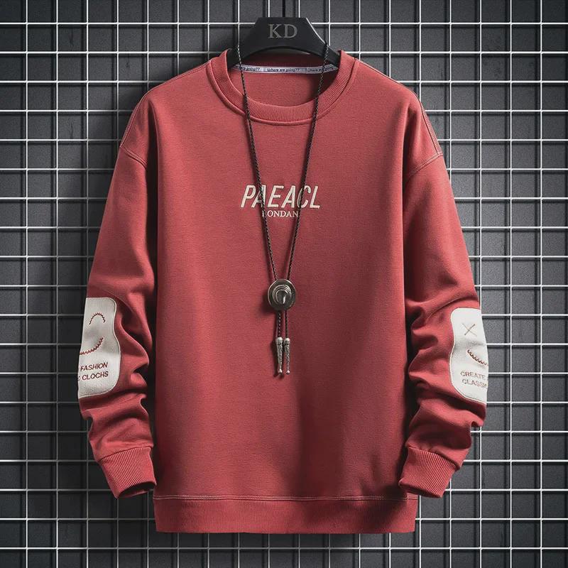 VantaGoods 2021 Heren Herfst Geborduurd Lange Mouw Ronde Hals T-shirt Trui Extra Extra Large