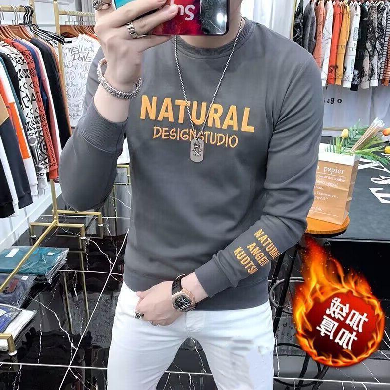 VantaGoods Trendy Europese herensweatshirt met letterprint 2023 – lange mouwen, ronde hals, herfst/wintercollectie 4XL (175-190 lbs)