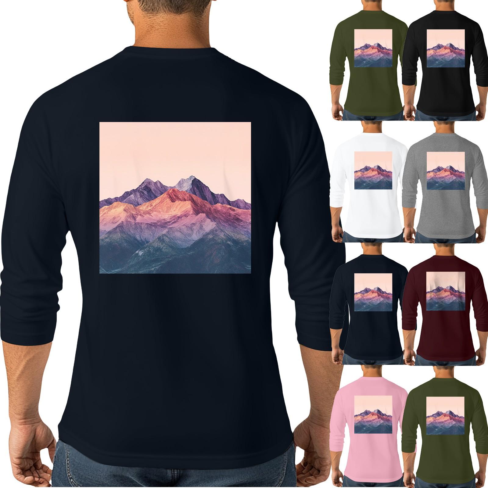 Master key Men's casual and fashionable printed round-neck three-quarter sleeve top T-shirt M zwart