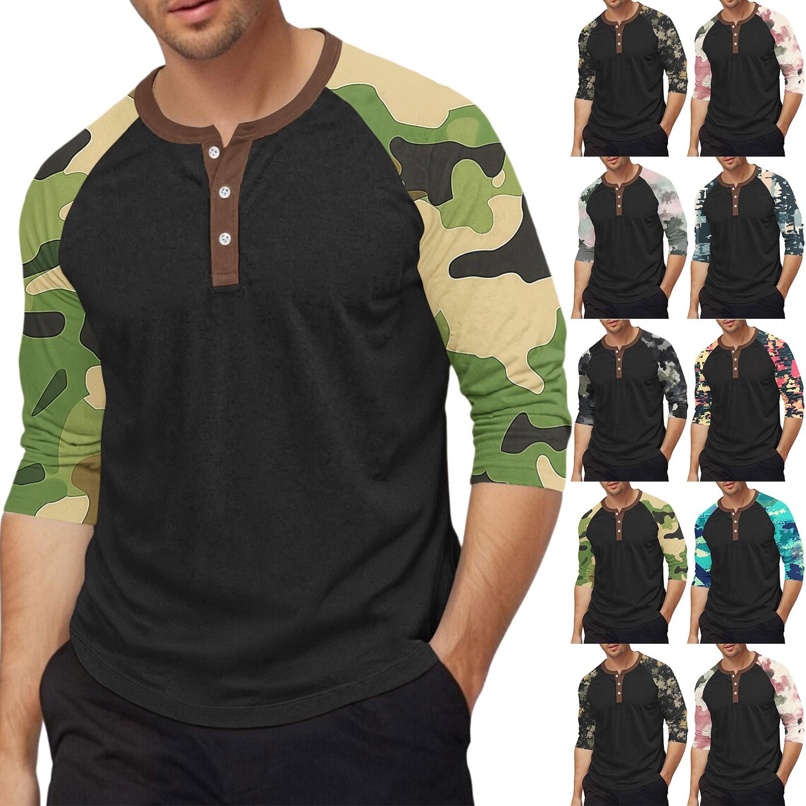 Master key Men's top with three-quarter sleeves and camouflage print XL