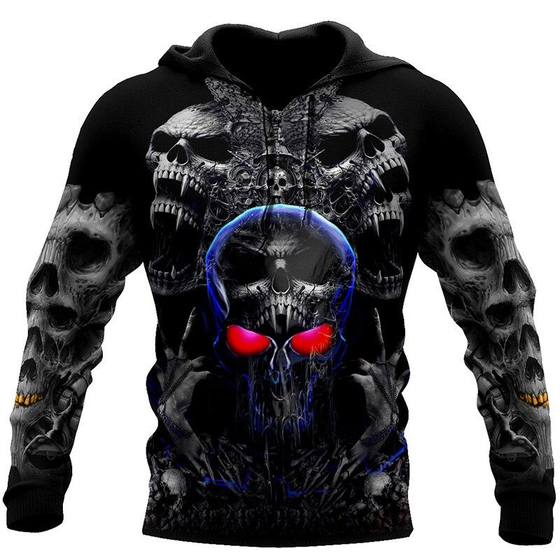 ETST 03 Mans schedel afdrukken hoodies herfst mode nieuwe retro hip hop stijl hooded sweatshirts straat trend vrije tijd comfortabele trui XL