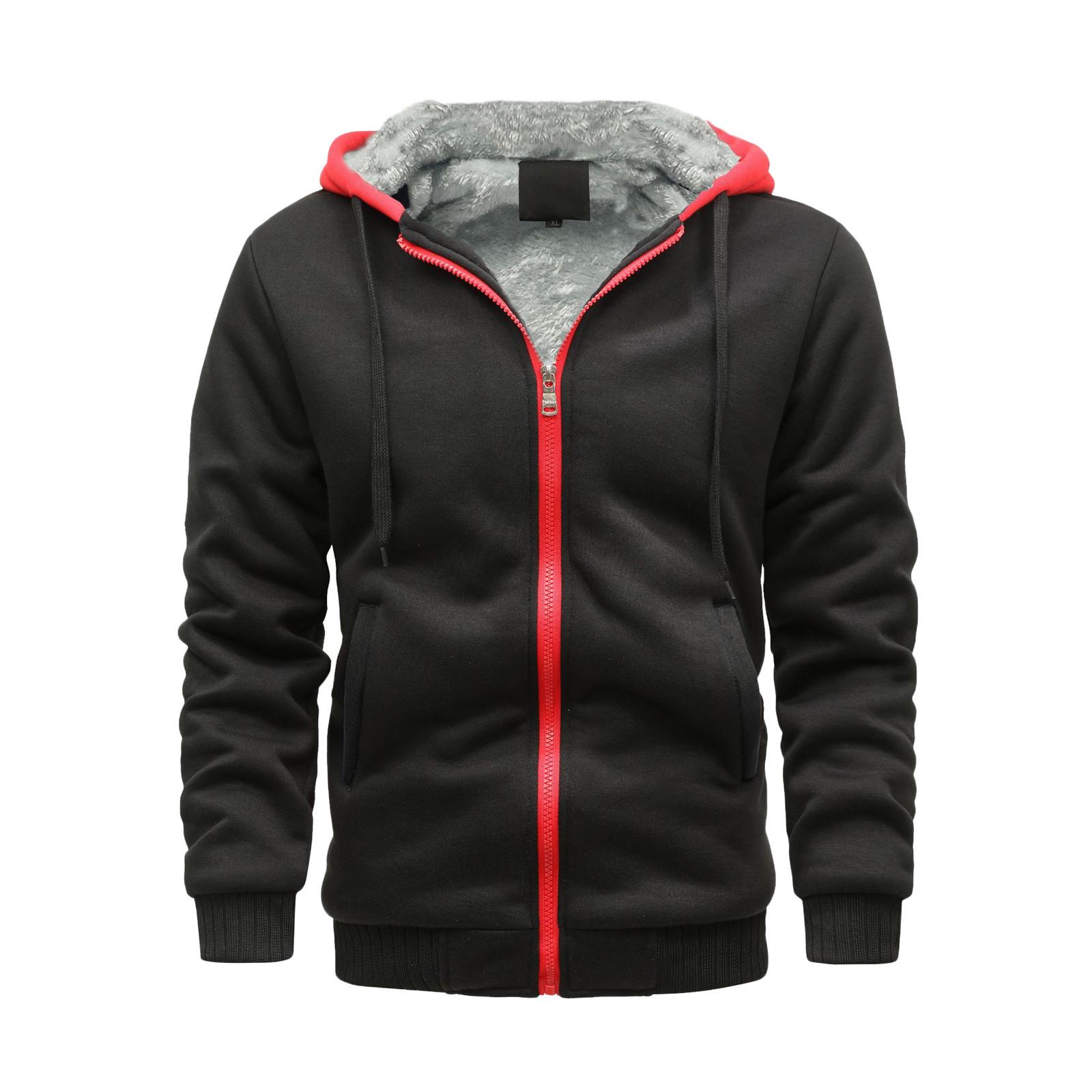 Linglong (ZO)Heren rits pullover lange mouw sweatshirt met capuchon tops blouse XL rood
