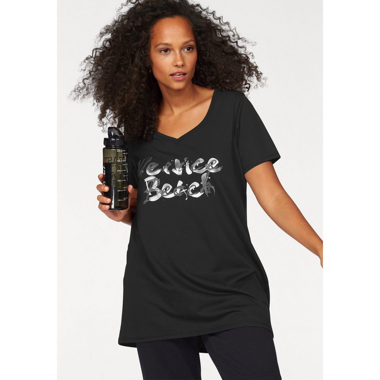 Venice Beach Lang shirt Lange mouwen, losse pasvorm, met logoprint, hartvormige hals