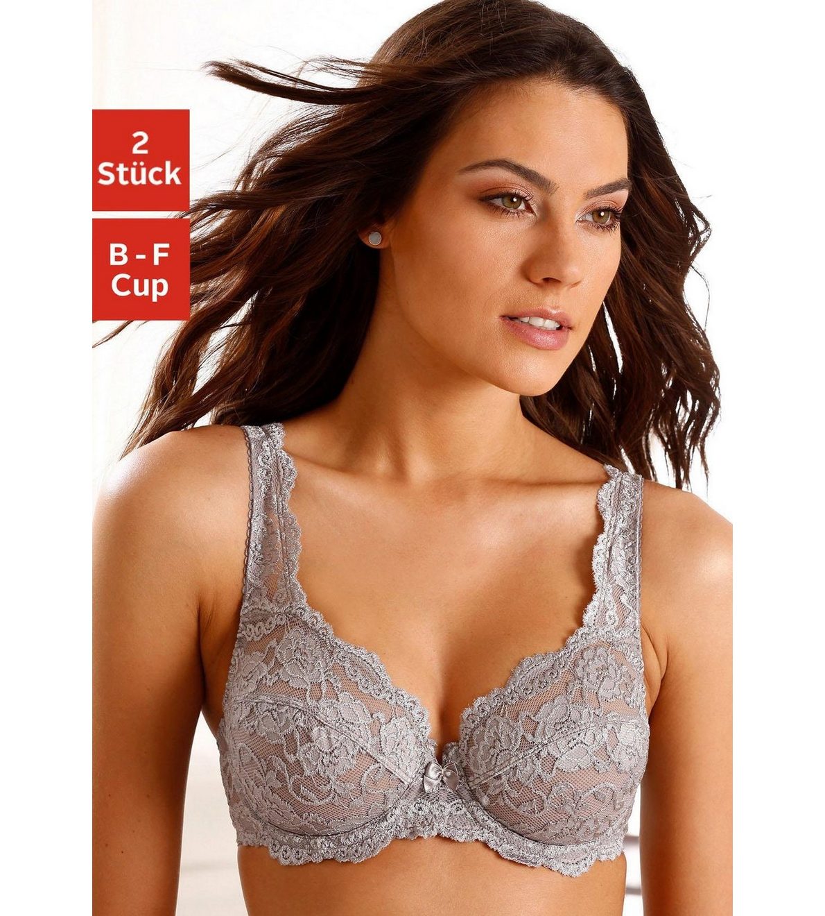 Petite fleur Beugel-bh van kant, dessous (Set van 2)