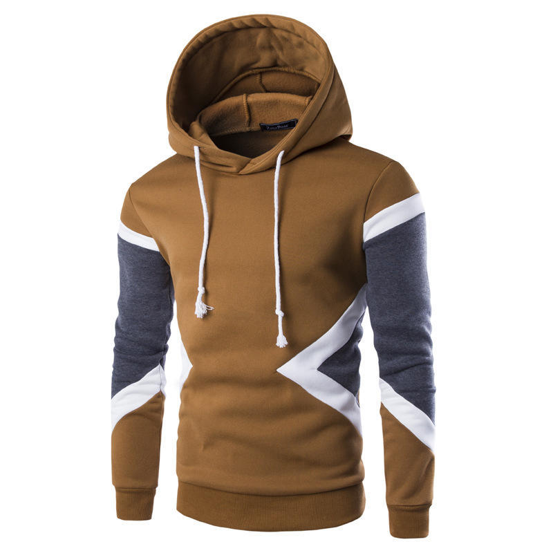 ForYourBeauty Man Pullover Capuchon Patchwork Kleur Rib Kleding Lange mouwen Heren Hoodies Zwart Blauw Lente Herfst Plus Size Sweatshirt S kameel