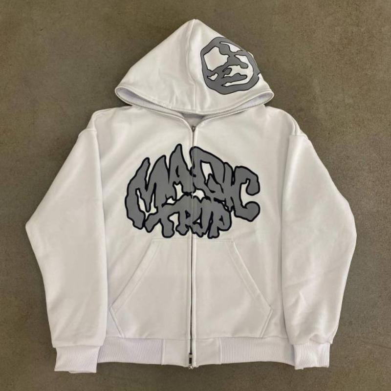 TENJINGE Trendy Casual jas, unisex mode-vest, Y2K hiphop-hoodie, straatkleding, sweatshirt met rits voor heren, schedelpatroon S