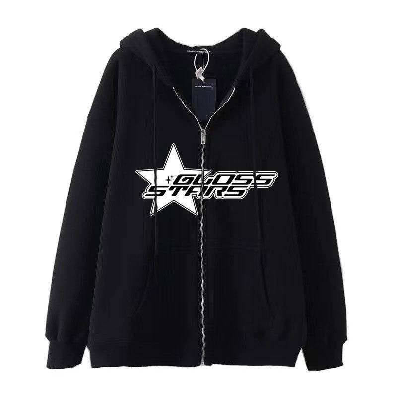 TENJINGE Trendy Europese en Amerikaanse herenkleding Amazon donkere stijl hiphop gothic harajuku Y2K pentagram hoodie met rits en capuchon L