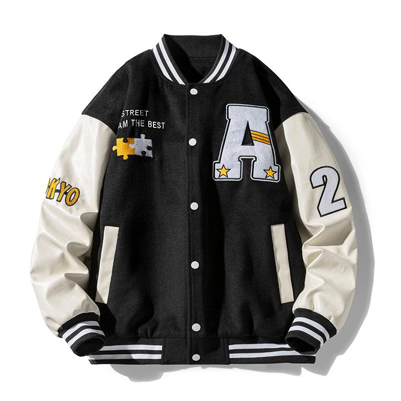 Mi-Fashion Heren lente en herfst nieuwe retro paar casual losse honkbalkleding van hoge kwaliteit letterborduurwerk Amerikaanse trendjas 3XL groen