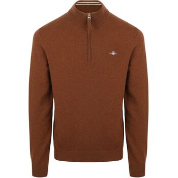 Gant Sweater  Halfzip Wol Trui Logo Bruin