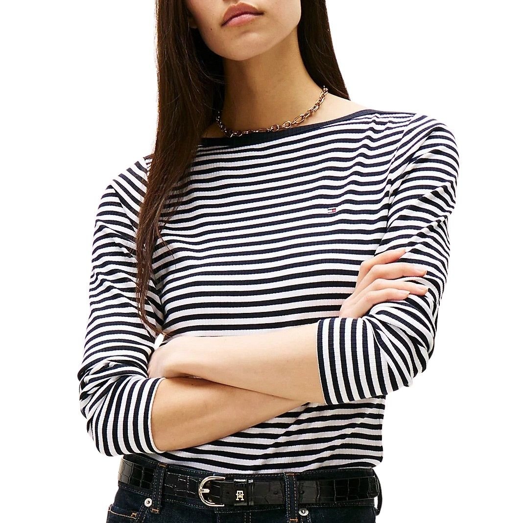 Tommy Hilfiger Shirt met lange mouwen SLIM 5X2 RIB BOAT-NK LS