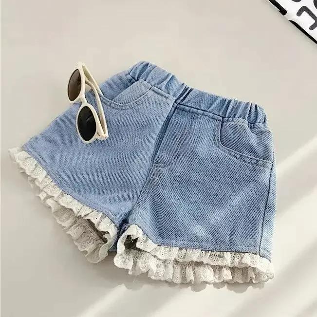 DSorothy Zomer Kids Korte Denim Shorts voor Meisjes Mode Meisje Korte Prinses Jeans Kinderen Broek Meisjes Shorts Bloem Meisjes Kleding 140
