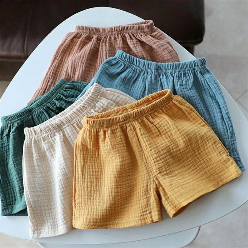 Yoghurt Baby Katoenen Linnen Shorts Zomer Nieuwe Kinderen Vijf-punts Broek Jongens Meisjes Dunne Ademende Korte Broek Meisjes Jongenskleding 140 beige
