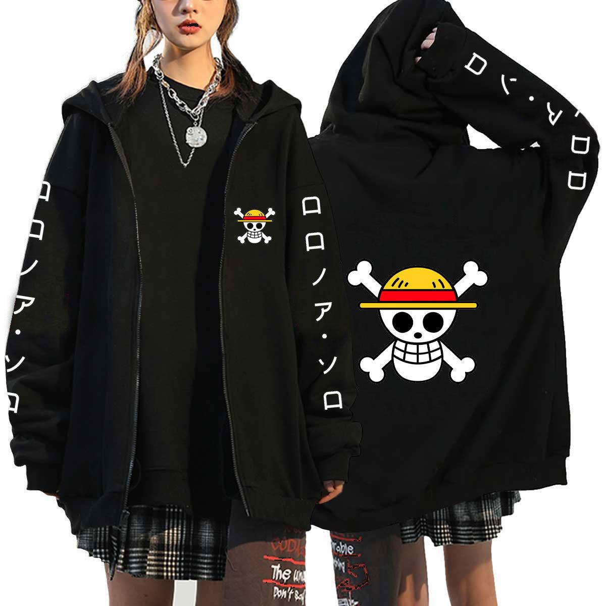 HSHWednesday3 Cosplay Luffy Zoro EEN STUK Anime Hoodies Mannen Jassen Casual Rits Jas Harajuku Unisex Hoodie Cartoon Gedrukt Sweatshirts Hip Hop Hoody streetwear XL