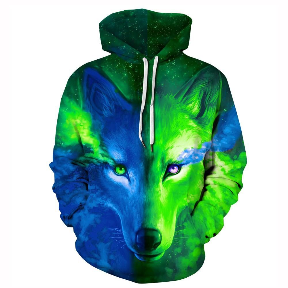 Fashion human Herensweatshirt voor herfst en winter met lange mouwen Straatsweatshirt met capuchon en 3D-wolfbedrukt sweatshirt Herentops 6XL