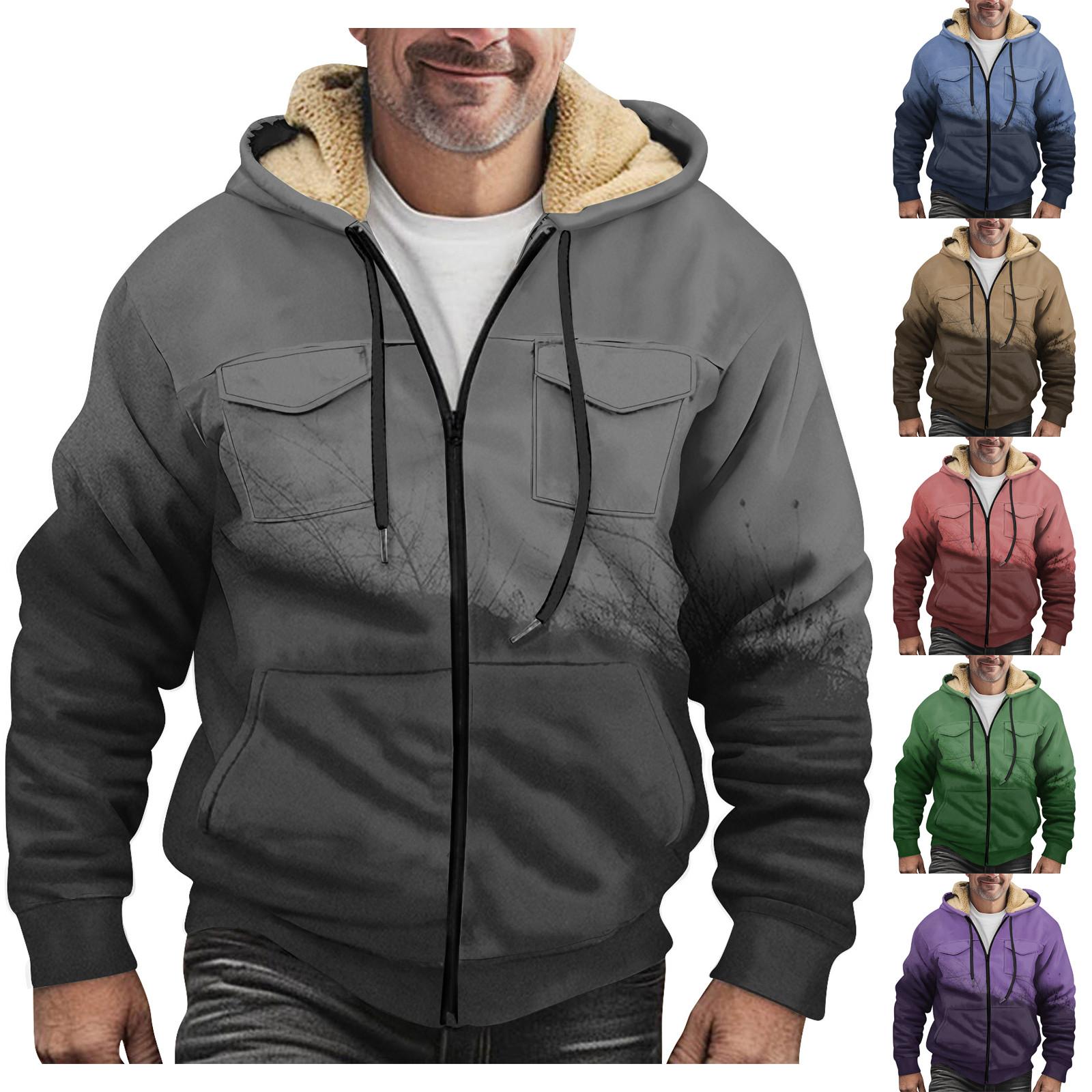Sinking fish Heren Winter Rits Capuchon Fleece Sweatshirt Met Opgestikte Zak Casual Jack XL paars