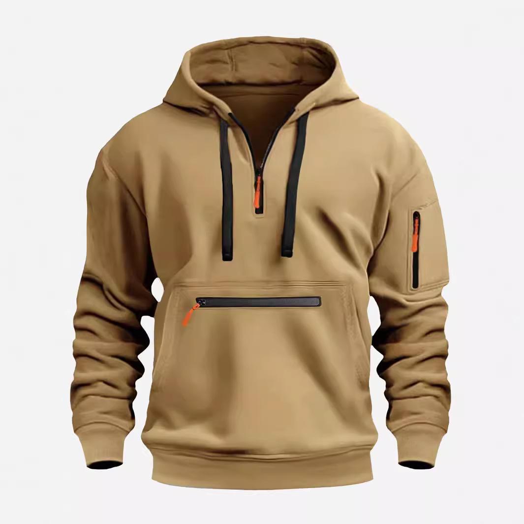 Top Men Wardrobe Waterdichte hoodie met rits voor heren - Herfst/winter casual sportkleding L donkergrijze kleur