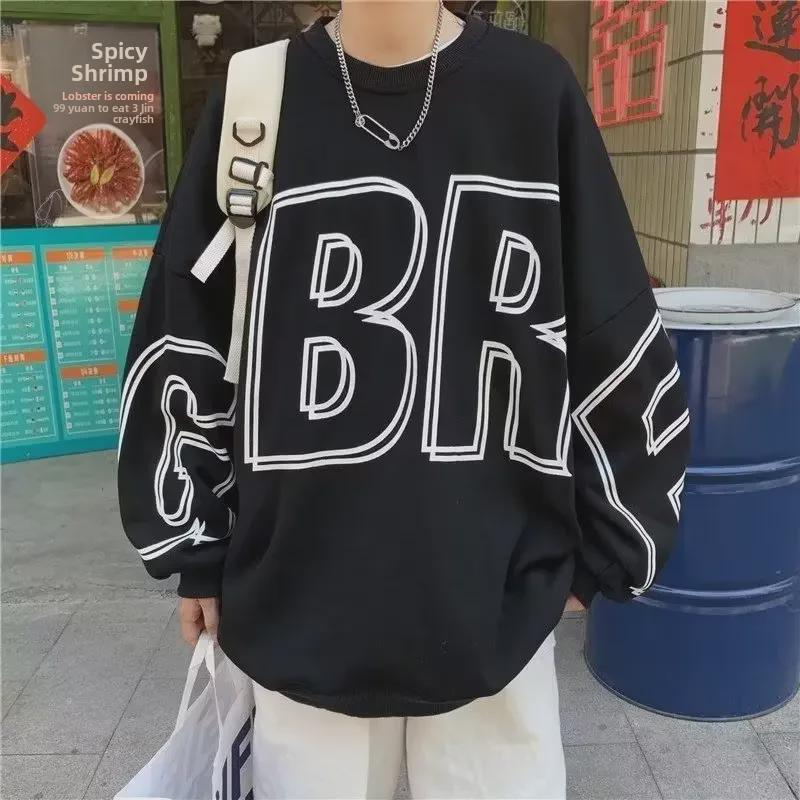 VantaGoods Trendy Street Style Hip-Hop Letter Sweatshirt voor heren - Lente/Herfst Modieus Jack M donkergrijze kleur