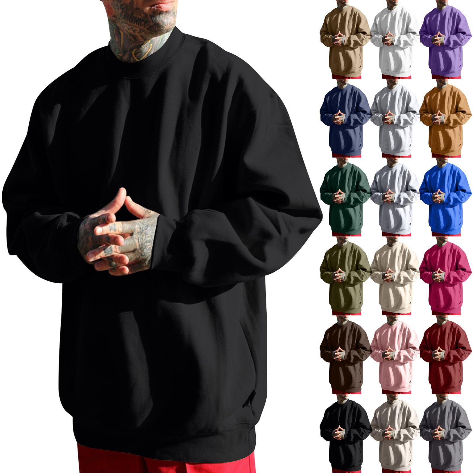 ElongPaoXiao Heren Retro Hoodie met lange mouwen en capuchon Sweatshirt Tops Jasje Uitloper M zilver