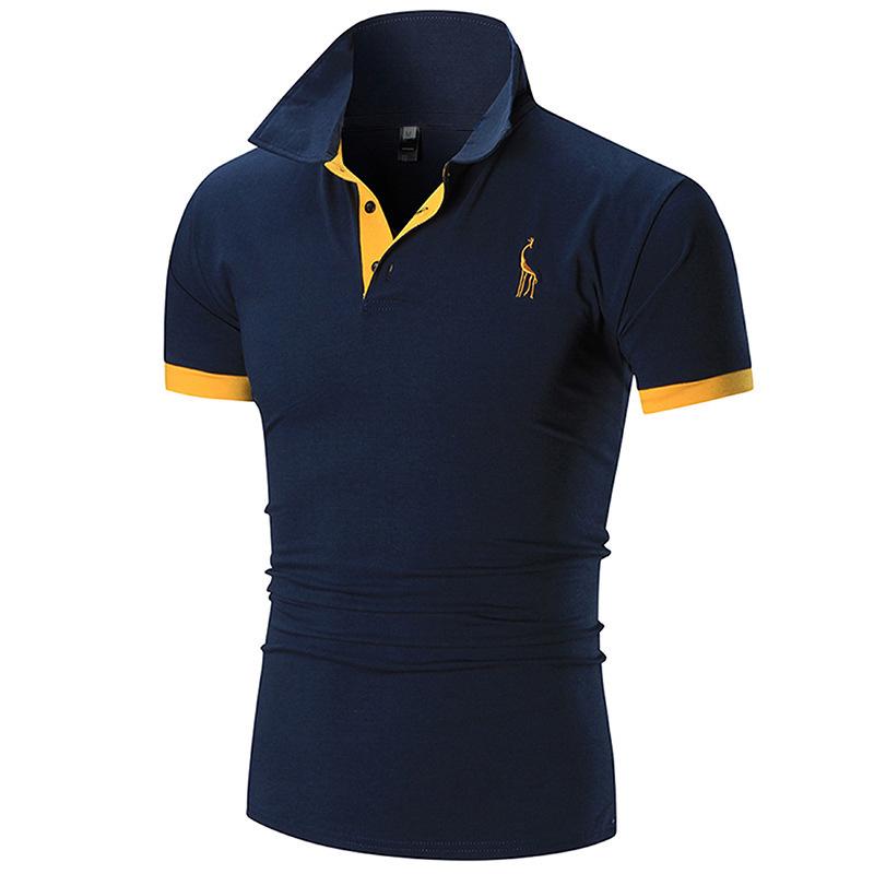 WowClassic Borduren Herten T-shirt Zomer Korte Mouw Poloshirt Mannen Solid Casual Katoenen Poloshirts Mannen Tops Mode Herenkleding 5XL