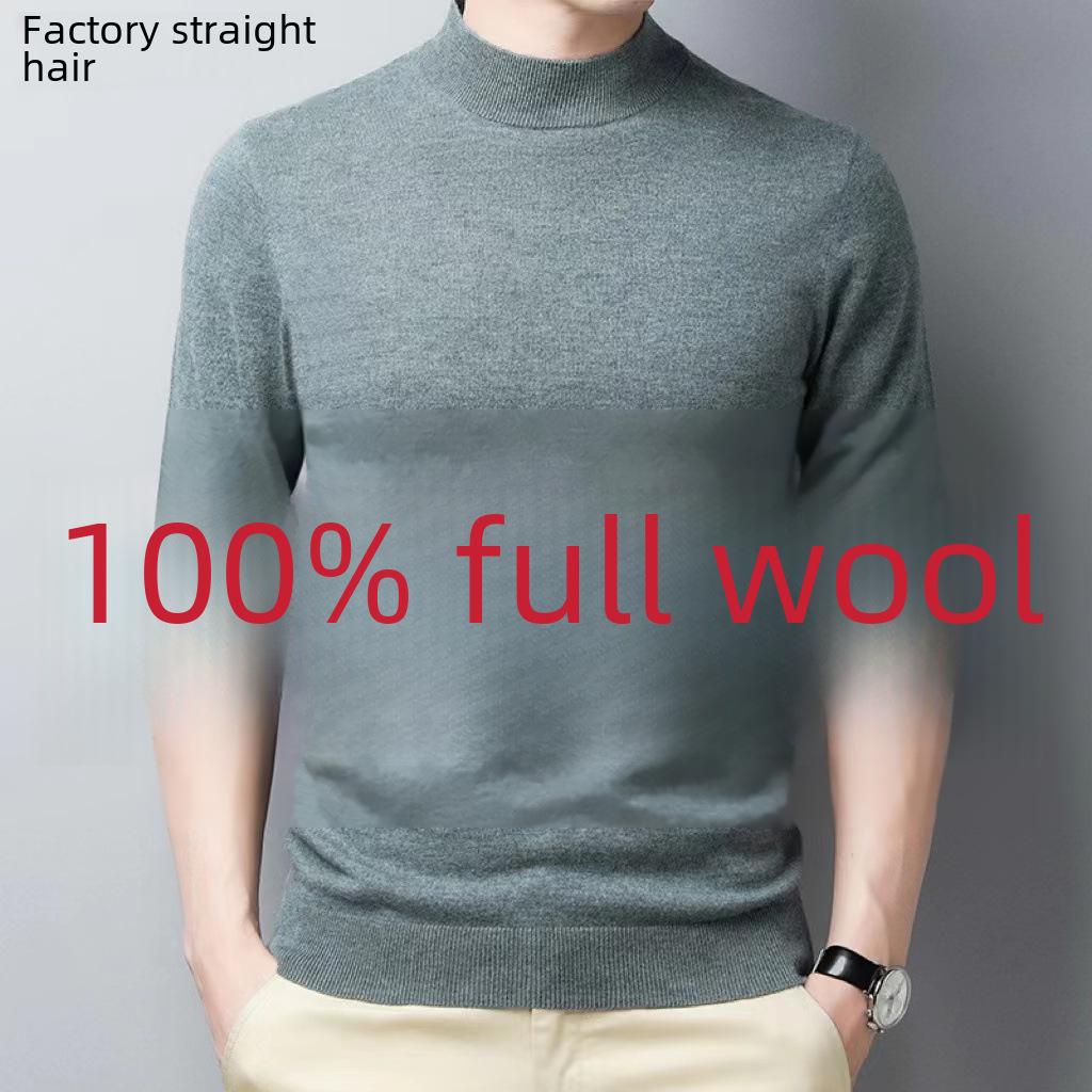 VantaGoods Heren Winter Koreaanse Stijl 100% Zuivere Wol Half Turtleneck Trui - Trendy Warm Gebreid Onderkant Shirt M for 100-120 jin