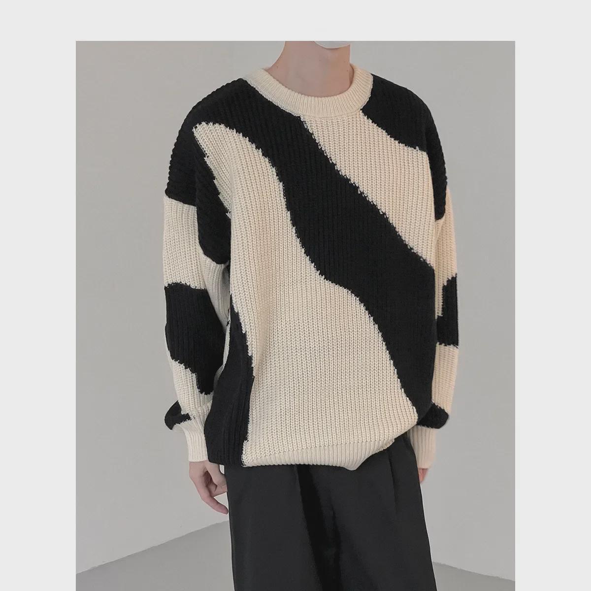VantaGoods Jongens herfst/winter koeienpatroon losse gebreide trui, Koreaanse stijl XXL zwart