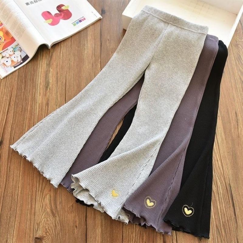 Good pineapple Kinderen Meisjes Flare Legging Nieuwe collectie Kinderen Casual elastische broek Hartborduurwerk Slim Fit Leggins Babymeisje broek 9-10T/150cm paars