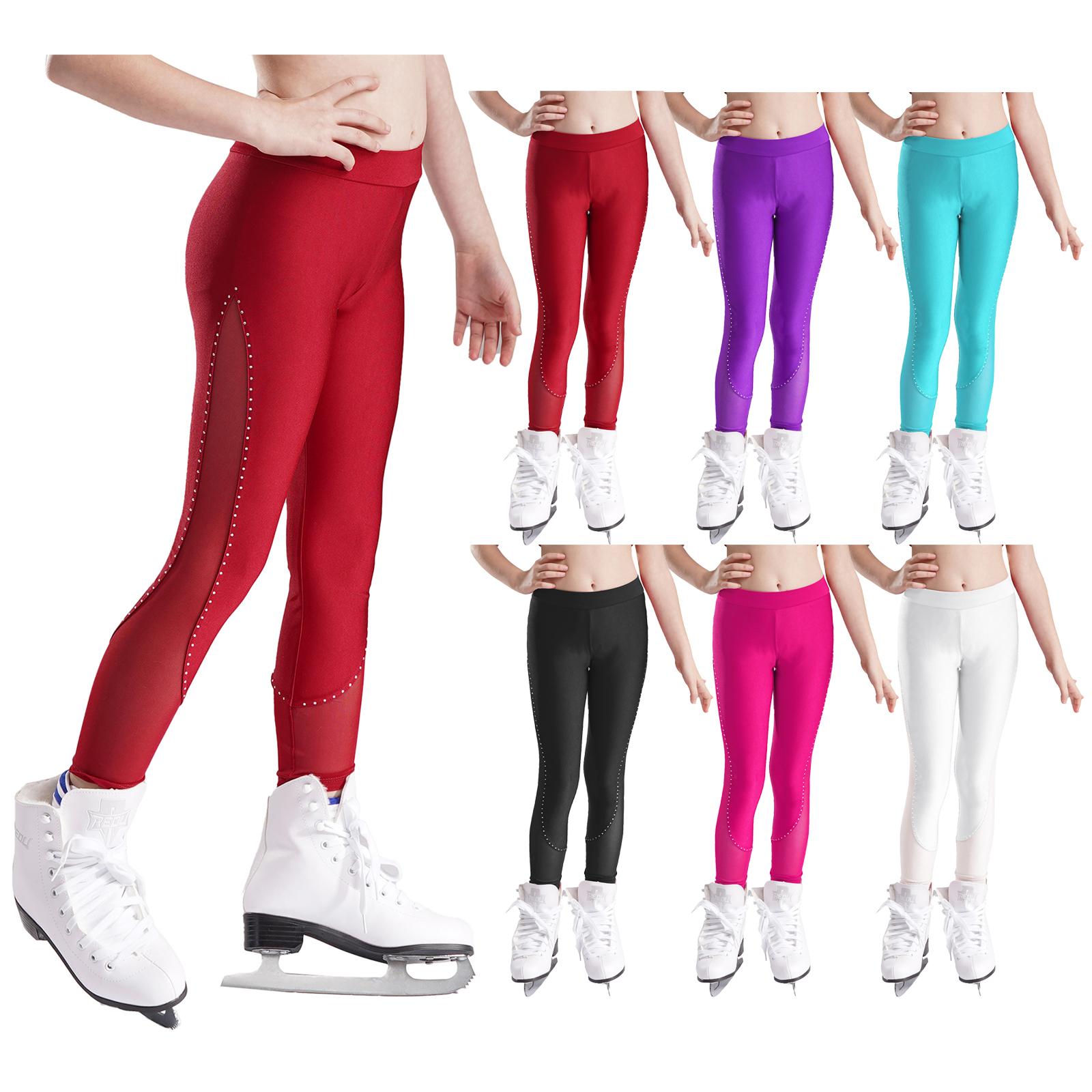Sxiwei Meisjes schaatsen panty's kunstschaatsen leggings oefen trainingskleding lange broek 5-6 Years paars