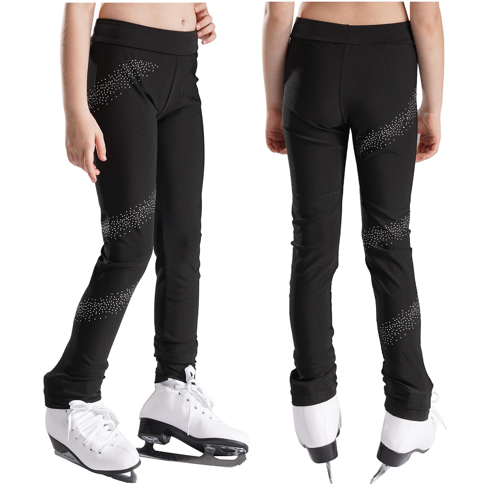 Sxiwei Kinderen Kunstschaatsbroek Meisjes Schaatsleggings Tights Sportleggings Skinny Broeken 13-14 Years zwart